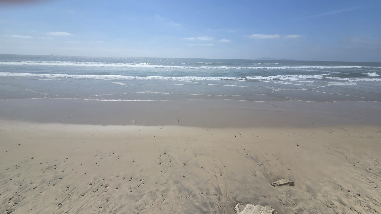 The shoreline from the wall